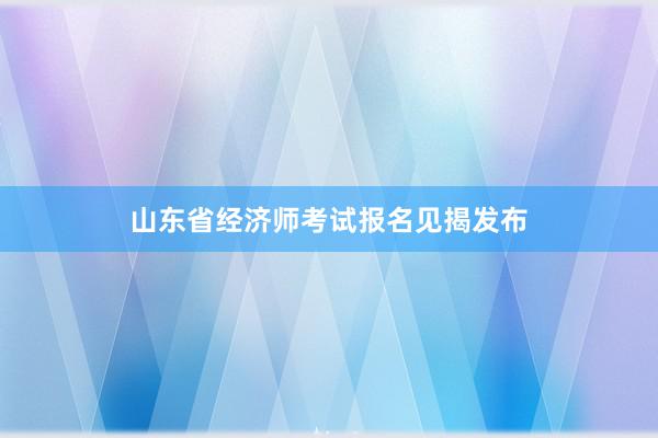 山东省经济师考试报名见揭发布